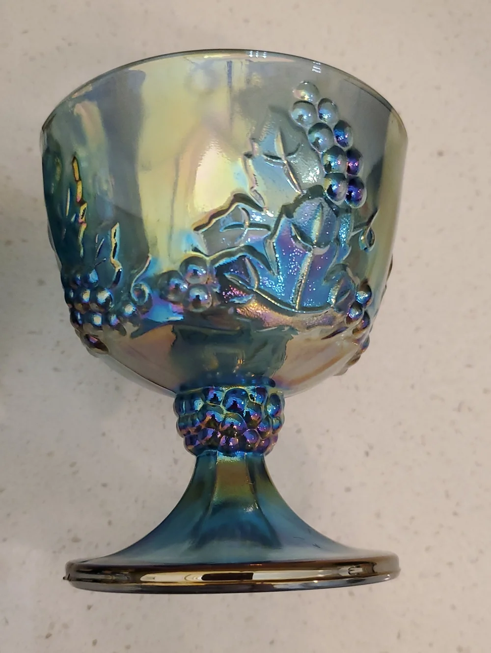 Indiana Carnival Glass Blue Colony Harvest Creamer & Sugar Bowl